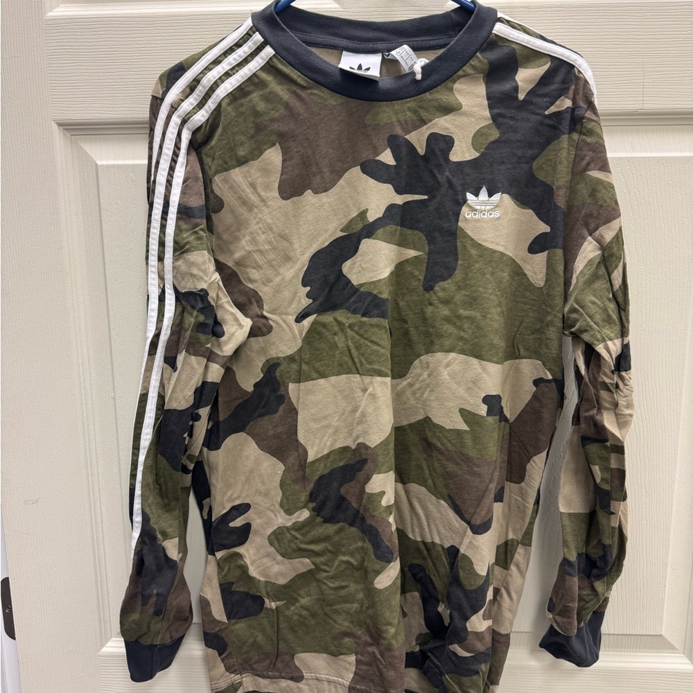 adidas Black and Olive Camo Crewneck Tee